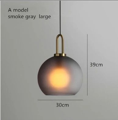 Простой подвесной светильник в скандинавском стиле с стеклянным шаром, Современный дизайнерский подвесной светильник для спальни и ресторана - Цвет корпуса: A large smoke gray