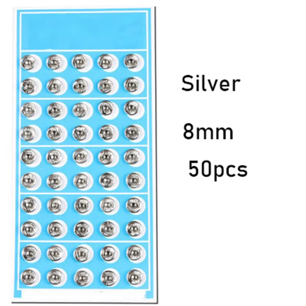 silver 8mm 50pcs 6/12/20/50 шт мини кнопки пряжки ювелирные изделия DIY кукольная одежда маленькой металлической пряжкой Невидимый оснастки для BJD/SD кукла прошитая вручную аксессуары - Цвет: silver 8mm 50pcs