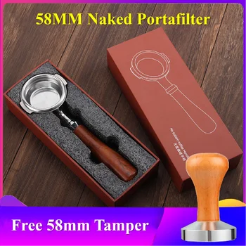 

58MM Bottomless Espresso Naked Portafilter for Breville Nuova Expobar Delonghi Coffee Machine Portafilter with Free Tamper(58mm)