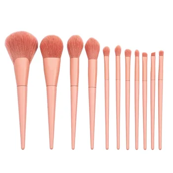 

11PCS Makeup Brushes Set Eye Shadow Eyeliner Eyelash Eyebrow Blush Power Facial Makeup An-shaped Eye Brush Pink Cosmetics Tools