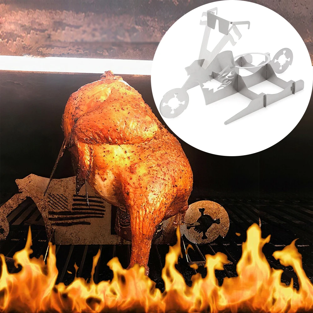 American Portable Stainless Steel Chicken Rack Interesting Skull Shape Camping Accessories Family Party Turkey Dinner Pl |