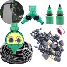 5-30m Brass Adjustable Dripper With Water Timer Holiday Watering Set Micro Irrigation Watering Kits For Garden Flower Watering