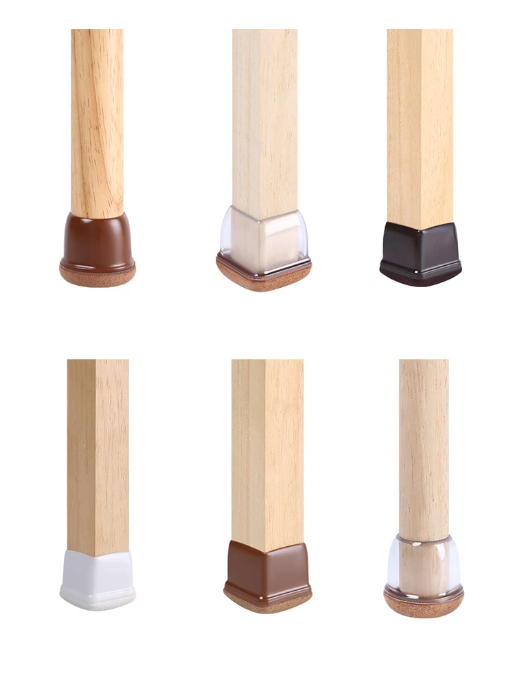 32PCS Table Chair Leg Floor Caps Cover Protectors Non Slip Square TPR Furniture Glides Feet Felt Pads Hardwood Floors Protector