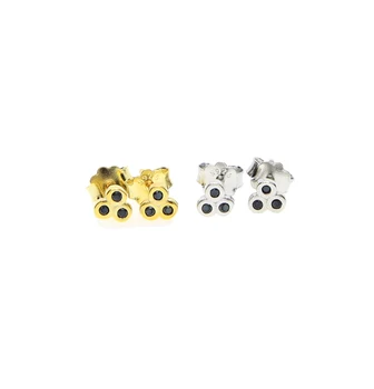 

New Fashion chritmas gift 100% 925 sterling silver black cubic zirconia anti allergy girl gift cute mini tiny stud earring