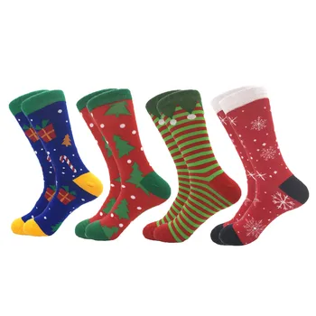 

MYORED 4pairs/Lot 2020 new socks mens combed cotton socks christmas tree crew sock Santa claus snowflake holiday gift socks