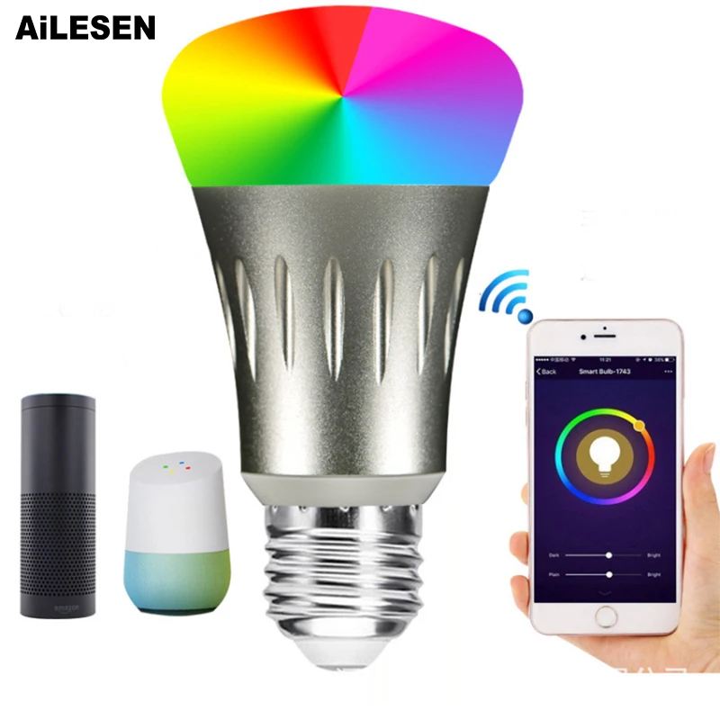 Умсветильник лампа AiLESEN 10 Вт WiFi B22 E27 светодиодная работает с 85 265 в RGB + белый