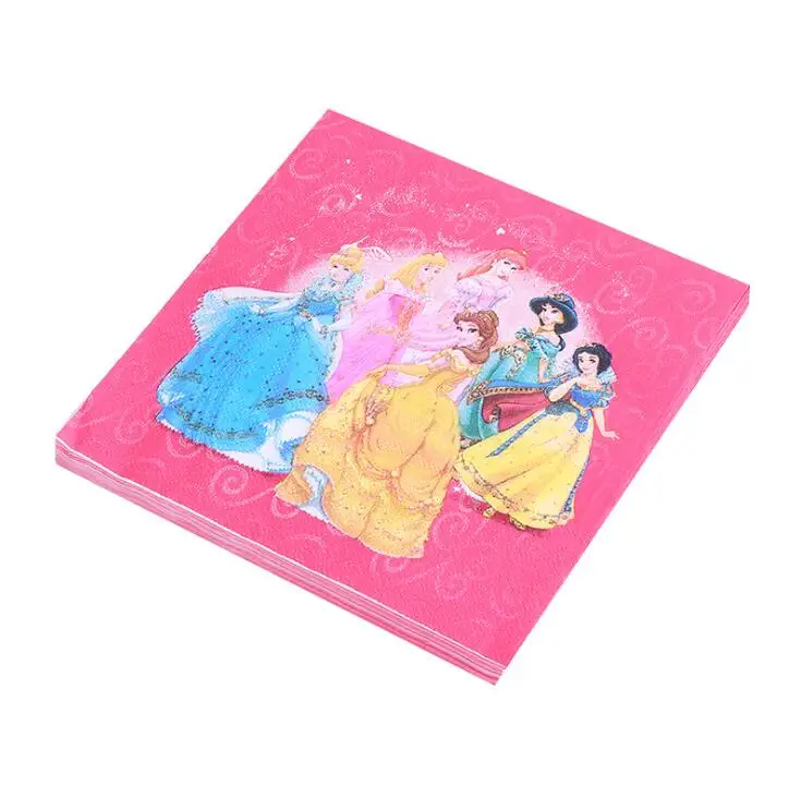 paper napkin 20pcs Вечерние украшения для торта в стиле принцессы Эльзы, платья Белоснежки, вечерние украшения для девочек на день рождения - Цвет: paper napkin 20pcs
