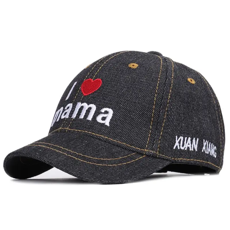 Black1 Бейсбольная кепка «I Love mama Youth» для маленьких мальчиков, детские джинсовые кепки для малышей, От 1 до 4 лет детей 95AB - Цвет: Black1