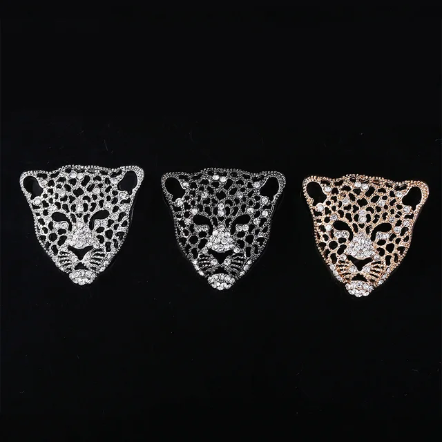New Design Charm Rhinestone Leopard Brooch Retro Hollow Head Brooches For Man Fashion Jewelry Luxurious Ornaments 3