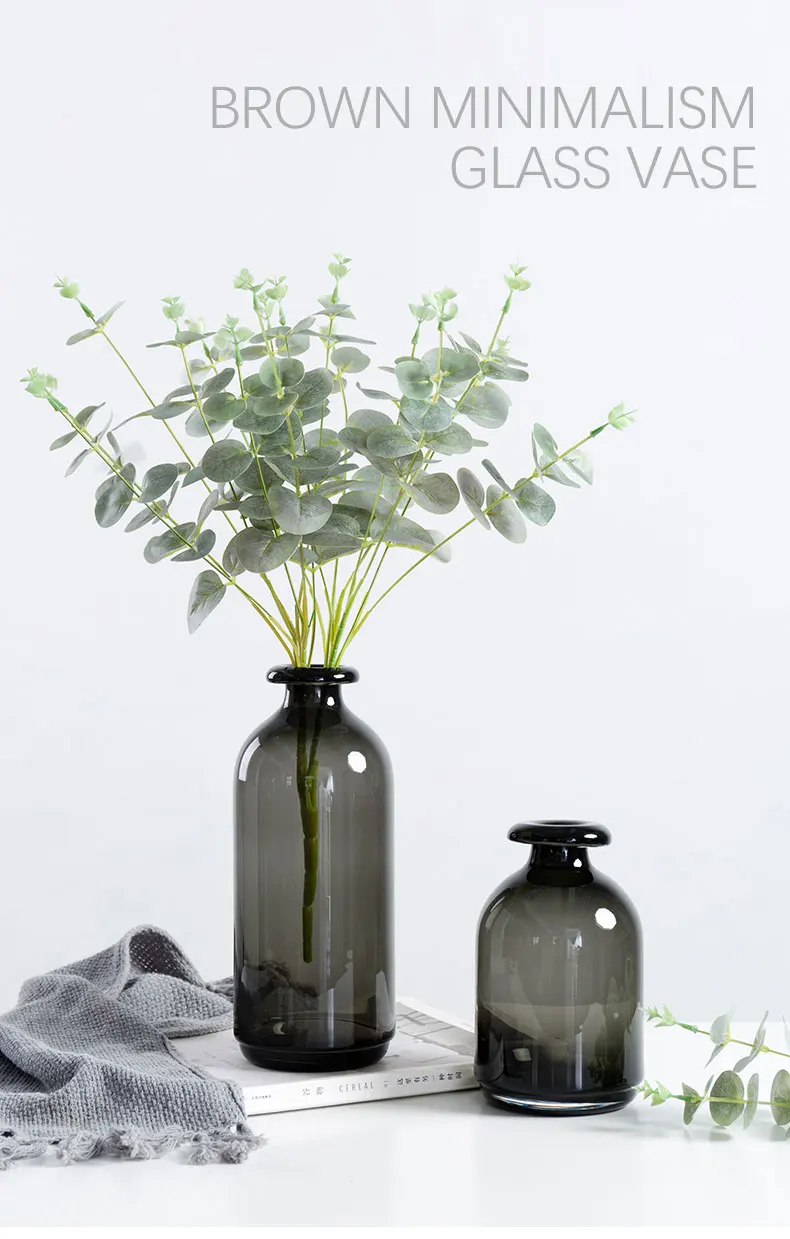 Home & Living Minimalist Art Vase Nordic Black Glass Decorative Vase