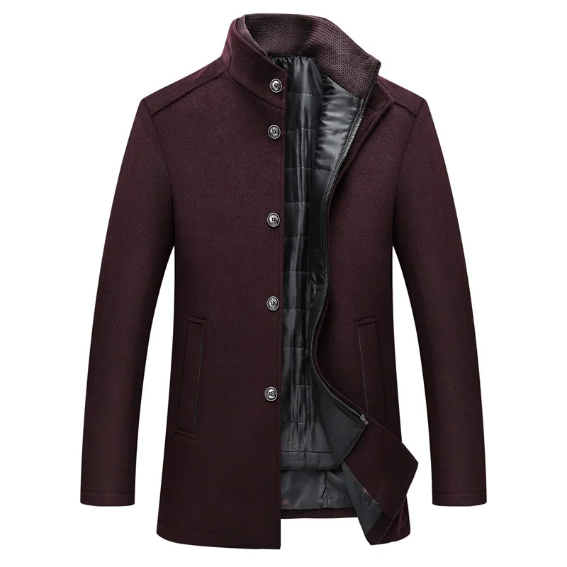 Мужские однобортные пальто и куртки с Регулируемый жилет 4 цвета модные пальто New зимний, мужской, плотный шерстяной пальто, шуба