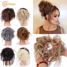MEIFAN синтетические 7 дюймов грязные волосы булочка взъерошенные шиньон эластичная лента шиньон кудрявые резинки Updo покрытие волос хвост для женщин