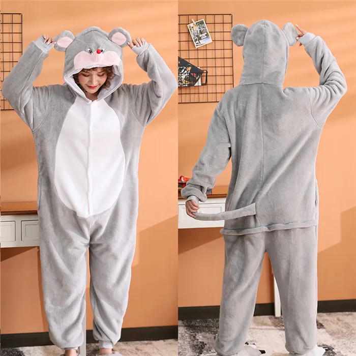 Mouse KIGUCOS, фланелевые теплые пижамы для женщин, зимняя Пижама, комбинезоны, унисекс, мультяшные костюмы, подарок на год, милая Пижама - Цвет: Mouse