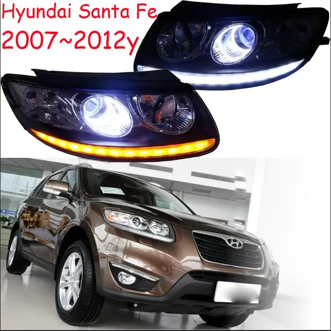 2007~ 2012 автомобильный bupmer головной светильник для hyundai Santa Fe головной светильник tucson автомобильные аксессуары светодиодный DRL HID xenon Противотуманные фары Santa Fe - Цвет: headlight 2pcs