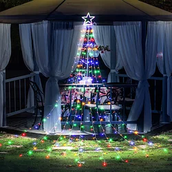 Led Five-Pointed Star Waterfall Light Outdoor Garden Fairy Lamps Holiday Christmas Decoration Solar String Lights огни водопада