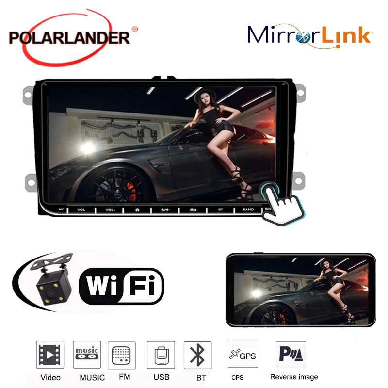 9'ɲ Din GPS Android Car Radio for VW/Seat Touch 1024x600 Pixels Airplay BT FM Bluetooth Wifi Mirror Link USB AM Hot Selling |