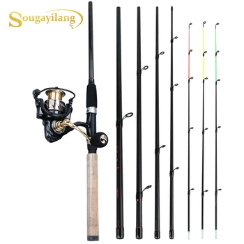 

Sougayilang Portable 6 Section Spinning Fishing Rod and Reel Combo Carbon Fiber Fishing Pole and Spinning Wheel Set Pesca