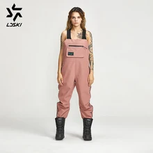 LDSKI зимние штаны унисекс сноуборд нагрудник стильный лыжный нагрудник водоотталкивающая оболочка бегунок стиль тонкий внутренний шов молнии на манжетах