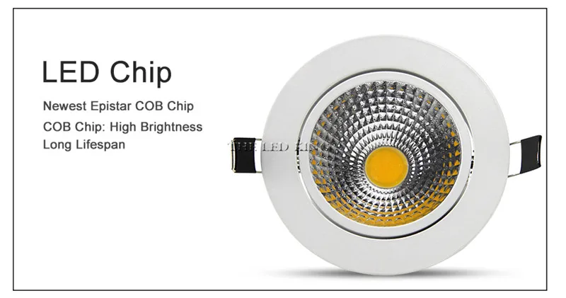 Dimmable 360 Angle Rotatable LED Ceiling Spot Light 5W 7W 10W 12W 15W round LED Recessed Downlight with AC 85-265V LED Driver