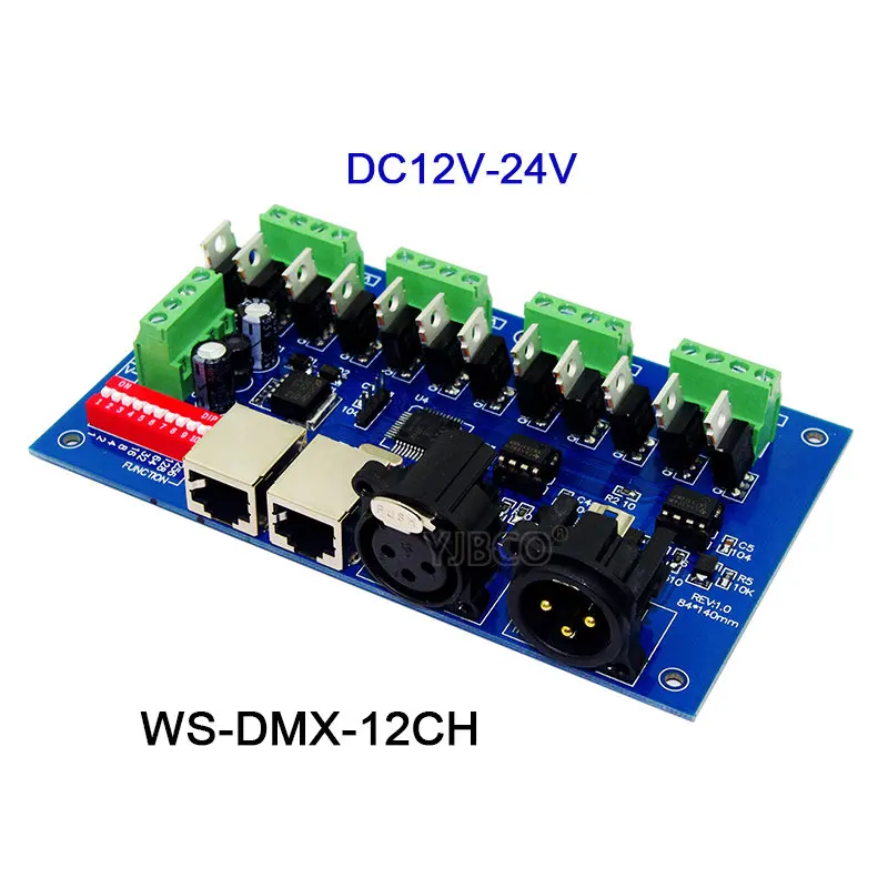 WS-DMX-12CH Цифровой трубчатый дисплей, DC5V-36V, 3CH/4CH/12CH/18CH/24CH/36CH led RGB/RGBW DMX512 Декодер контроллер для светодиодной ленты светильник светодиодный модуль - Цвет: WS-DMX-12CH