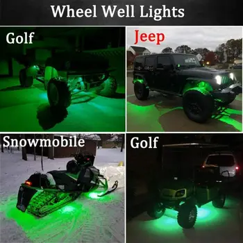 

6pcs Car Led Rock Lights Green 9LED Rock Light For Jeep Wrangler Truck UTV Bed Under Body Car Headlight Fog Lamp Light 12V