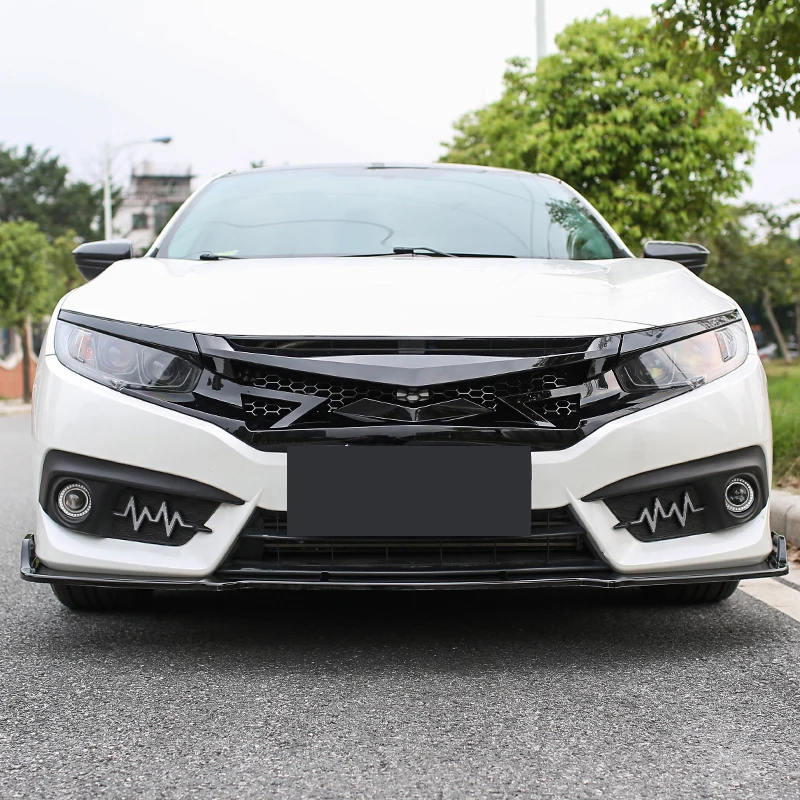 Гонки Грили черный ABS пластик автомобиля сетки передний капот решетка для Honda civic 10th