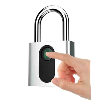 

Fingerprint Padlock, Smart Security Lock with Usb Charging, Anti-Theft Keyless Padlock, Suitable for Indoor Doors, Suitcases, Ba