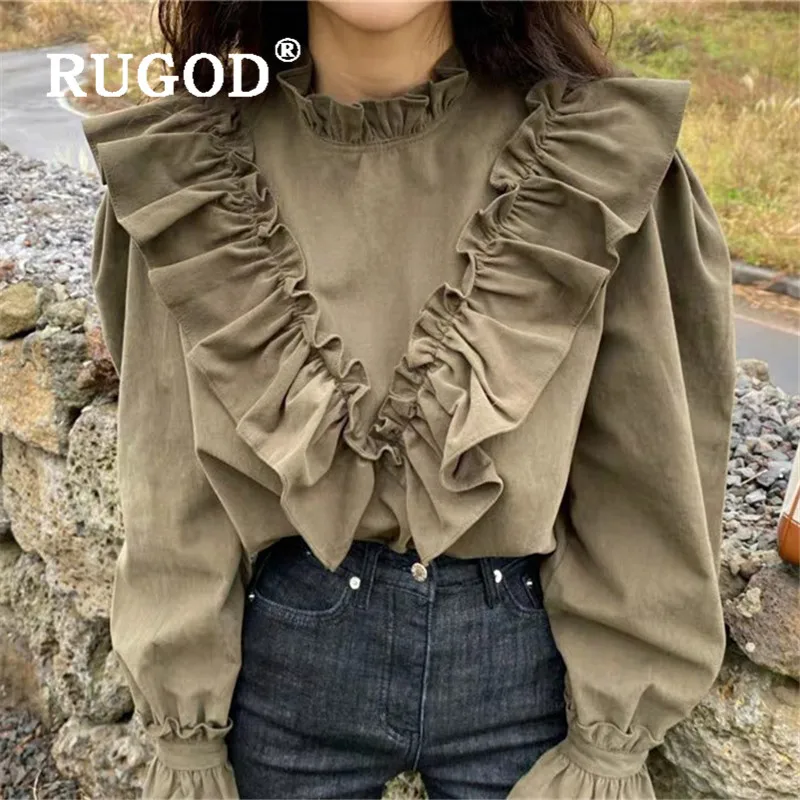 RUGOD Весна Waveselvedge блузка женская блузка с длинным рукавом элегантный топ корейская модная одежда женские рубашки Повседневная рубашка