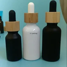 Бамбуковая пипетка, колпачок, сыворотка для волос, 30 мл, 50 мл, 100 мл, масло для бороды, жидкое белое фарфоровое стекло, бутылка-капельница со стеклянной пипеткой, косметическая
