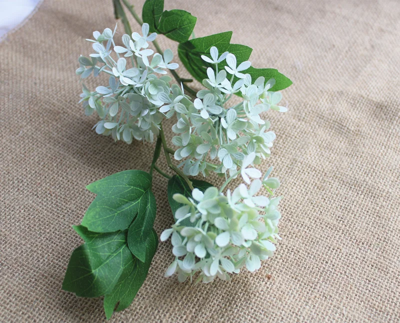White Blue 3 головки/ветка пластиковые сиреневые гортензии цветок шар Искусственные цветы к Рождеству украшения для дома искусственные цветы - Цвет: White Blue