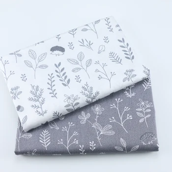 

Grey White Floral Leaves 100% Cotton Fabric,Handmade Cloth, Sewing Textile Tissue Quilting Sleeping Bag Fabric For Baby & Child