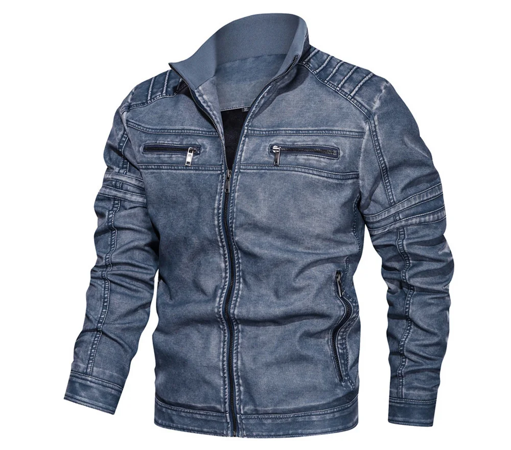 Мужские Куртки из искусственной кожи, Осень-зима, флисовые, на молнии, Chaqueta Cuero Hombre Moto Jaqueta Masculino Couro, тонкое теплое пальто