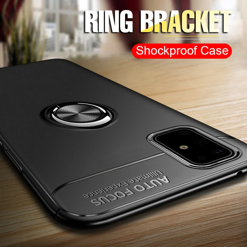 

Luxury Bracket Ring Shockproof Case For Samsung S20 S20ultra S10 E S9 S8 Plus Note 10 9 8 Soft Silicone Holder Full Cases Cover