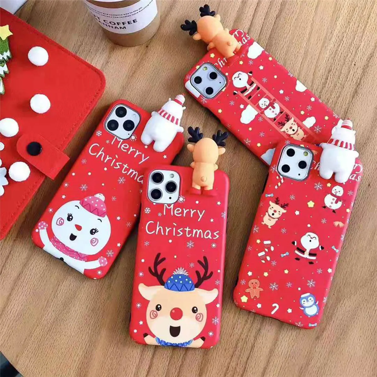 Christmas Cartoon Deer Case For iPhone XR XS Max X 5 5S SE Silicone Matte Color Cover iphone 7 8 6 S 6S Plus 7Plus Bear |