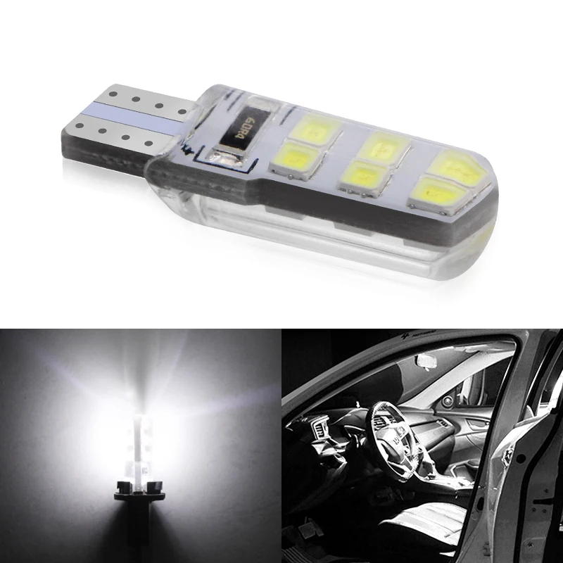 1 шт. белые Автомобильные светодиодные T10 W5W DC 12 В Canbus SMD силиконовые