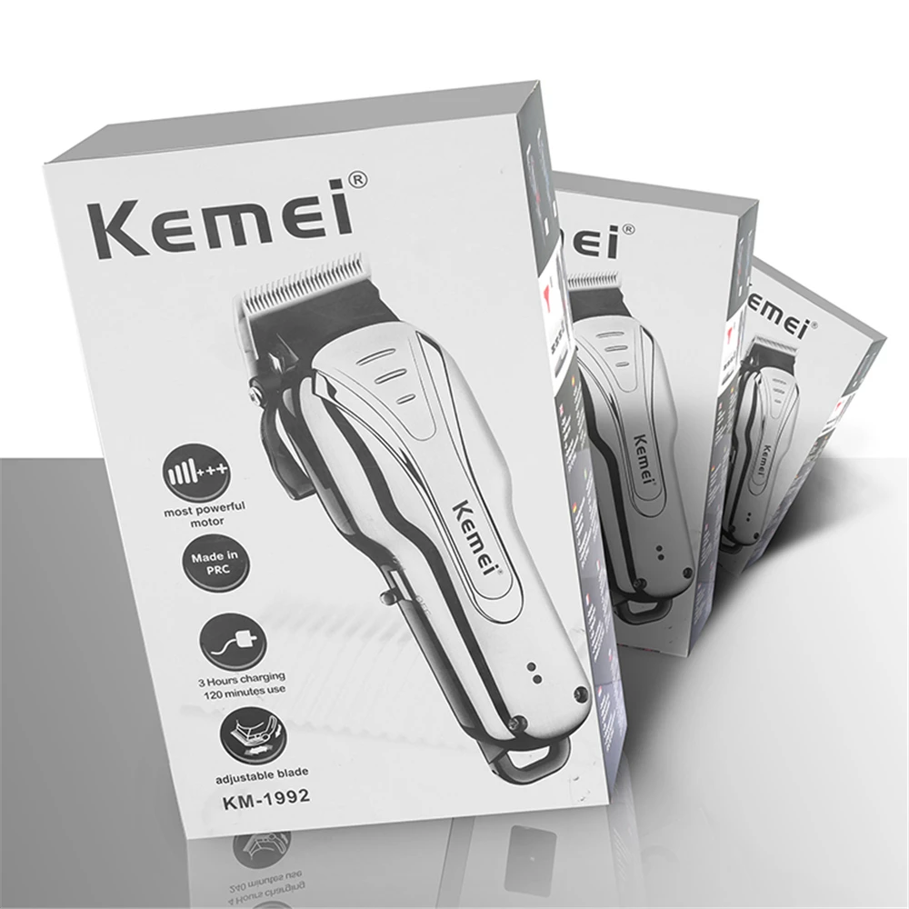 KEMEI мощный электрический триммер для волос перезаряжаемая машинка для стрижки волос с одним лезвием машинка для стрижки волос для мужчин с 4 концевыми гребнями
