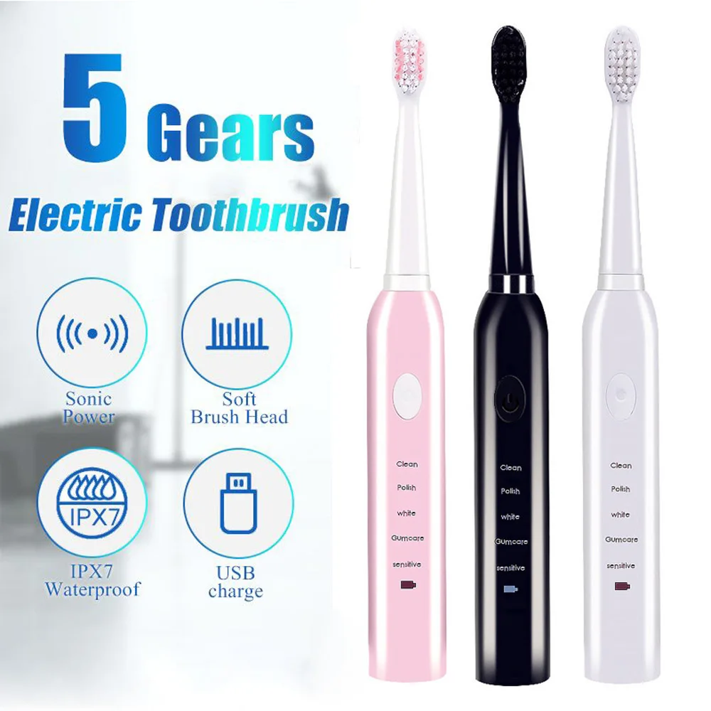 

Camfutr I11 Ultrasonic Sonic Electric Toothbrush USB Charge Rechargeable Tooth Brushes Washable Electronic Whitening Teeth Brush