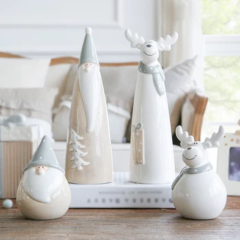 

[Cute] Nordic Creative Santa Claus with Deer Ceramic Ornaments Home Decoration Crafts Furnishings Christmas Gifts