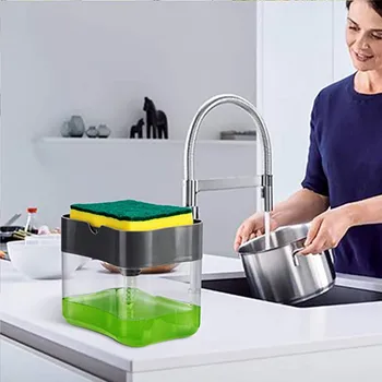 

Soap Dispenser Soap Pump Sponge Caddy New Creative Kitchen 2-in-1 Manual Press Liquid Soap Dispenser With Washing Sponge#30