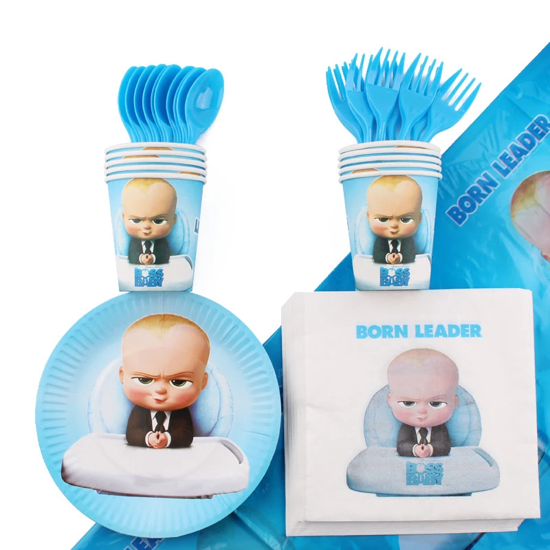 Baby Boss Theme Birthday Party Decorations Kids Disposable Tableware Party Decoration Baby Shower Gift Bag Cake Topper Candy Box Disposable Party Tableware Aliexpress