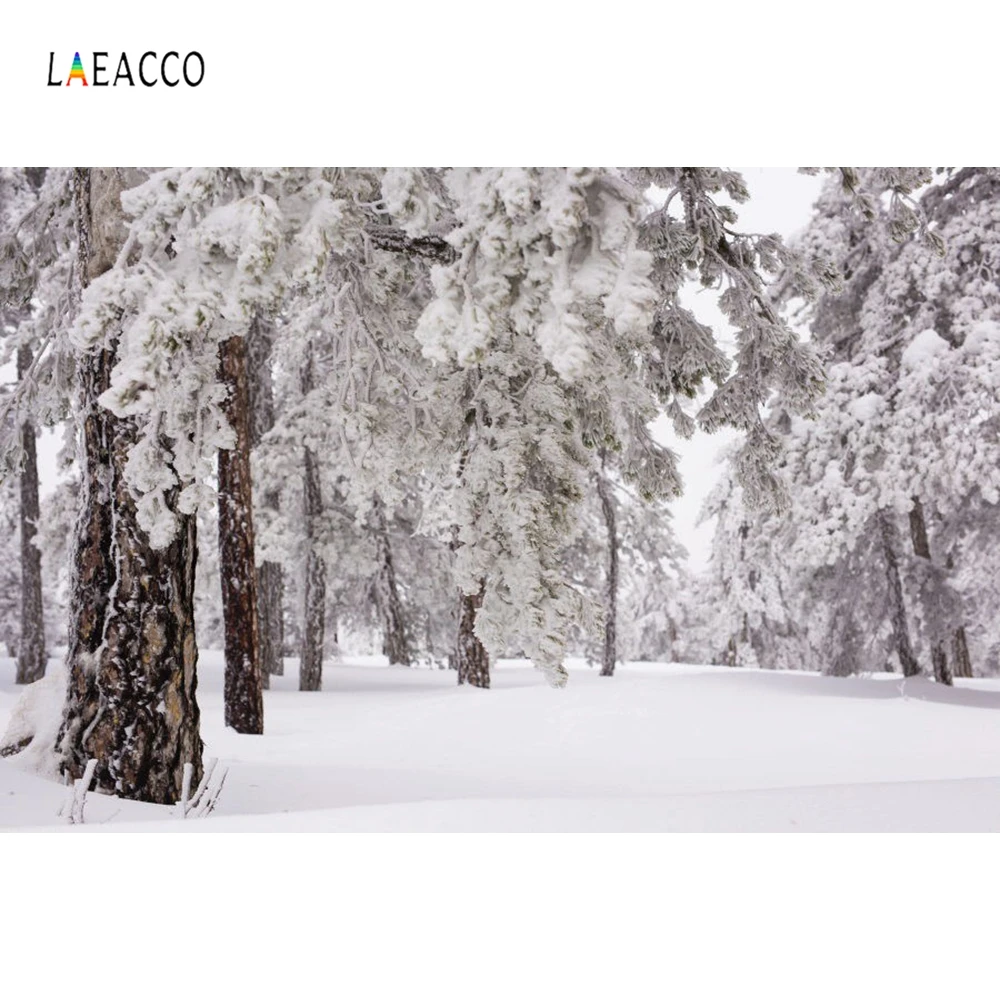

Laeacco Winter Snow Forest Tree Landscape Photography Backgrounds Vinyl Customized Seamless Backdrops Props For Photo Studio