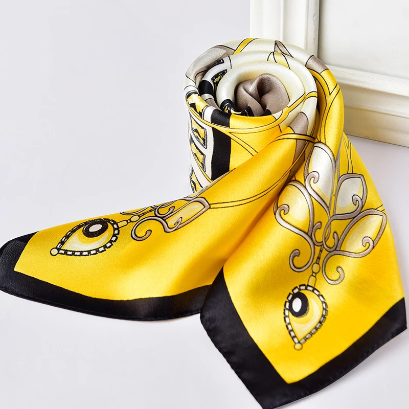 

100% Real Silk Square Neckerchief For Women Print Bandana Natural Pure Silk Headscarf kerchief Small Suqare Silk Scarf 65x65cm