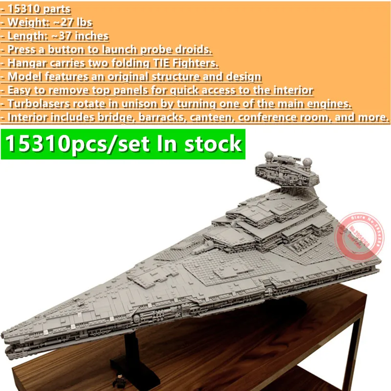 

New 15310PCS MOC-9018 Imperial Star Destroyer Moderately Sized ISD Full Interior Fit Legoings Star Wars Building Block Brick Toy