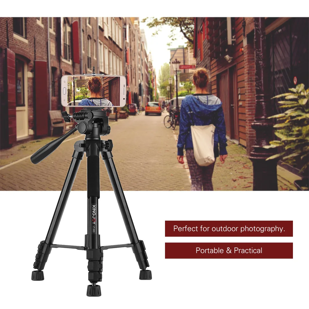 KINGJOY VT-880 Портативный Выдвижной Штатив монопод для камеры Canon Nikon sony DSLR DV видеокамера с держателем для телефона