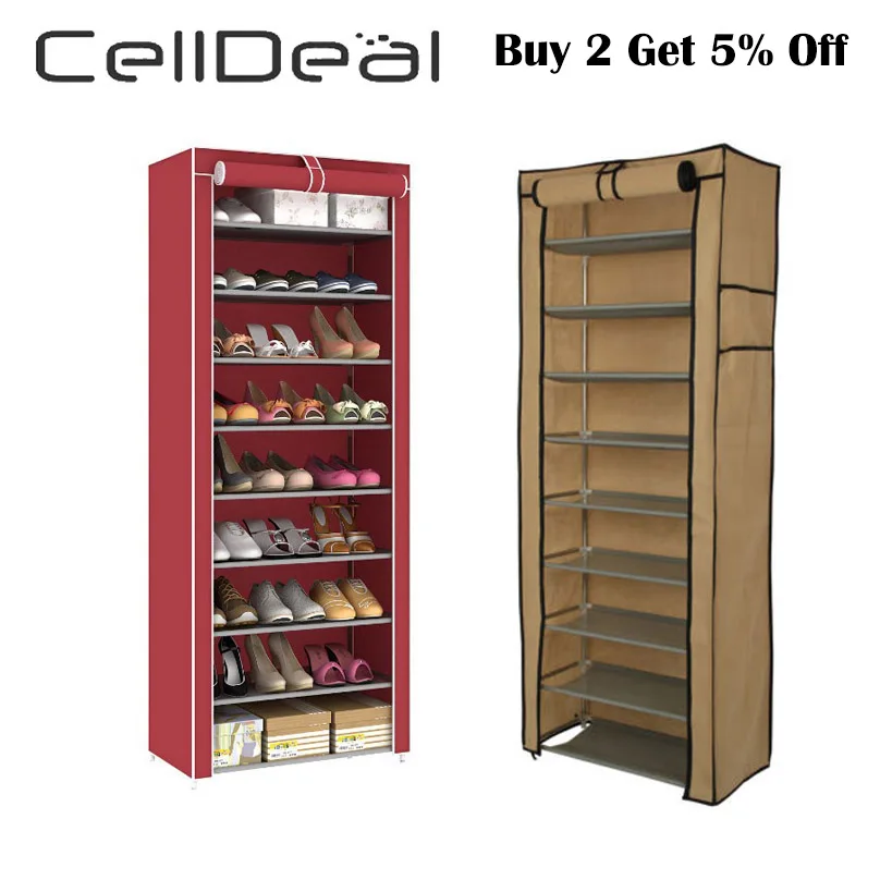 Shoe-Rack Organizer Storage Cabinet Stackable Fabrics Multi-Tiers Steel Non-Woven Dust-Proof