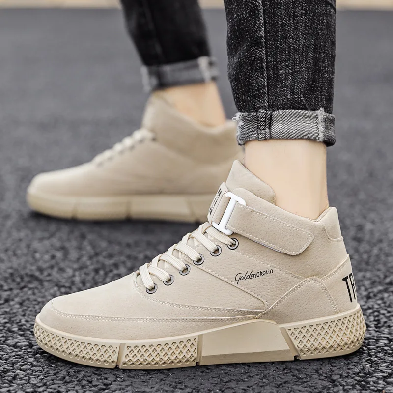 

Men High Quality Leather Boots Male Spring Casual Motorcycle Ankle Botas Hombre Men Lace-Up Basic Boots Man Fashion Men Boots
