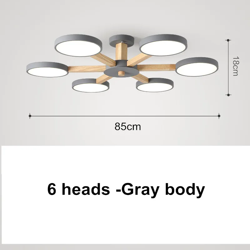 Скандинавские деревянные светодиодные люстры освещение для фойе детей Детская комната белый блеск Потолочная люстра Подвесная лампа светильники приспособление - Цвет абажура: 6 Heads Gray