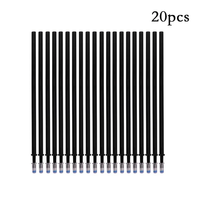20pcs Black 3/20 шт./партия стираемая ручка заправки зажигалок стержень 0,5 мм Красочные чернил стираемая ручка сменный запасной блок для школы офиса письменные принадлежности - Color: 20pcs Black