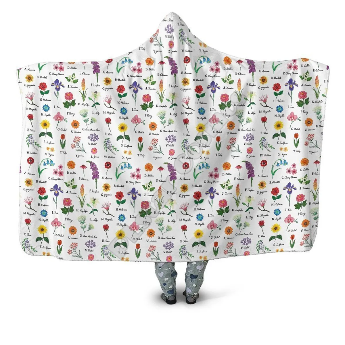 

Beautiful Flower 3d Printed Hooded Blanket Adult Kids Sherpa Fleece Blanket Cuddle Offices in Cold Weather Gorgeous 01