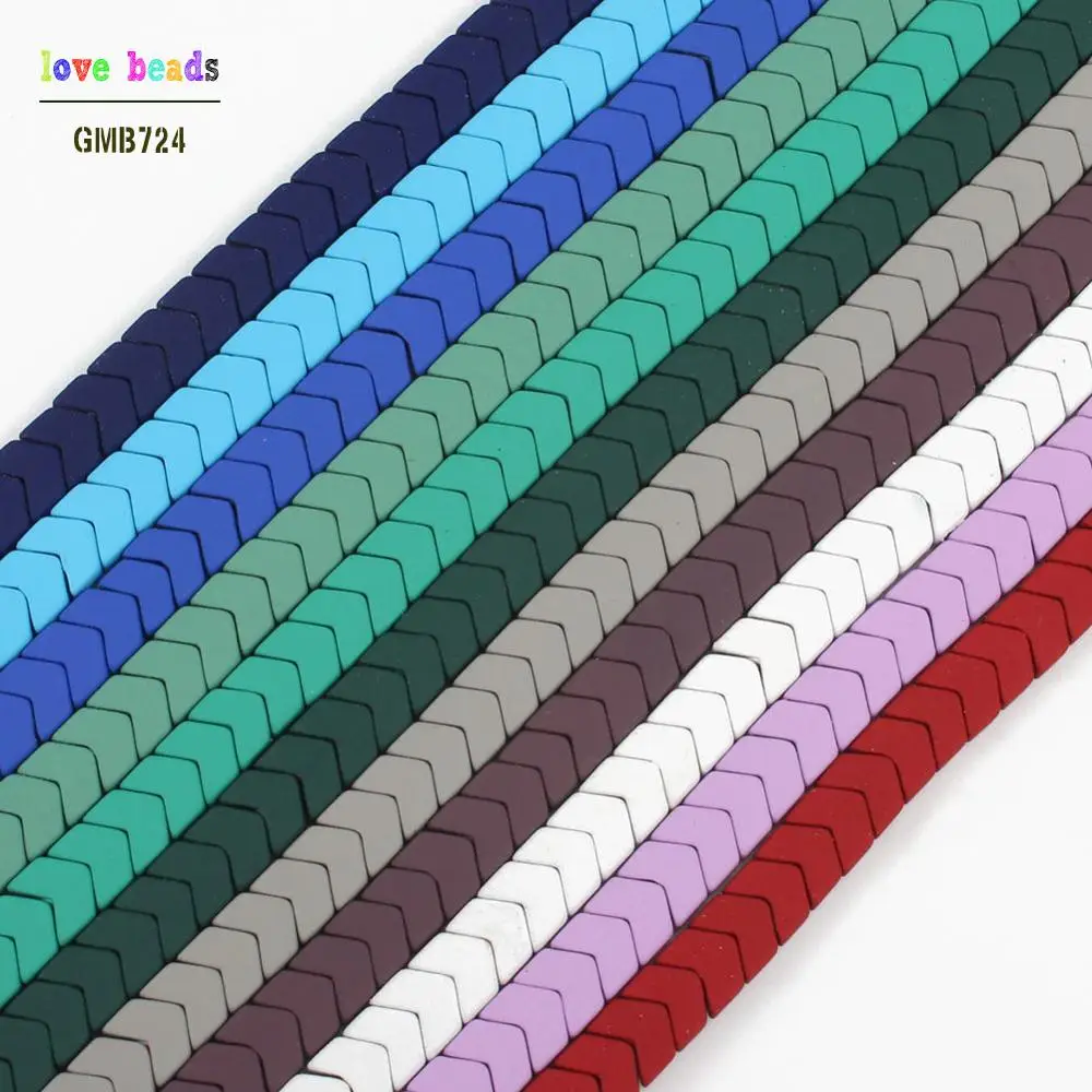 

4x2mm New Natural Stone Beads Multicolor Nanotechnology Rubber Hematite V Shape Beads DIY for Jewellery Making 15'' Strand